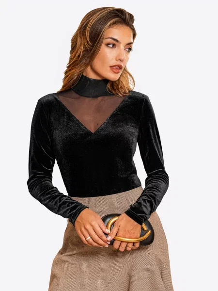 Cupshe Top Long Sleeve' čierna