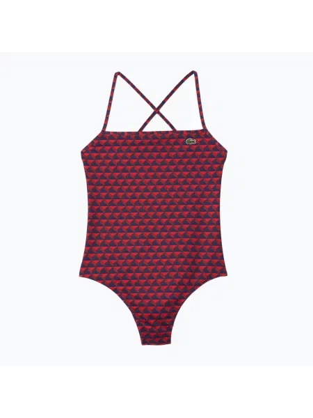 Дамски бански костюм от една част Lacoste penumbra / alizarin / red червено