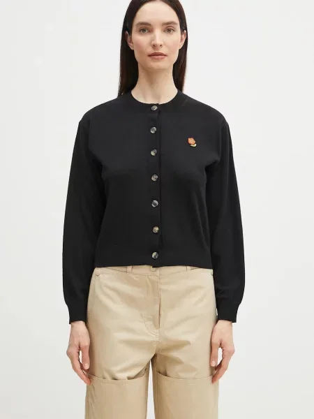 Шерстяной легкий кардиган Kenzo черный
