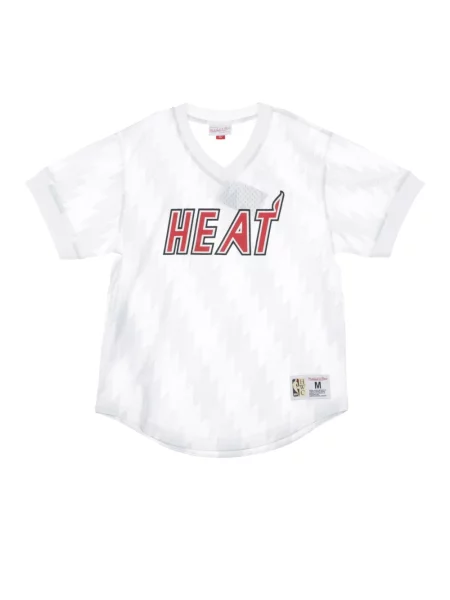 Koszulka sportowa Mitchell & Ness z dekoltem w serek z siateczką biała