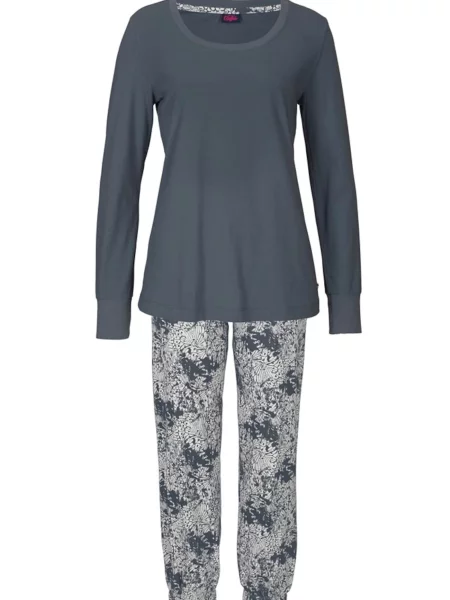 BUFFALO Pijama gri metalic / murdar alb