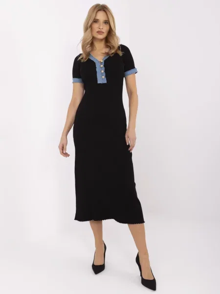 Sukienka Vinceotto o krotszym kroju garniturowa czarna