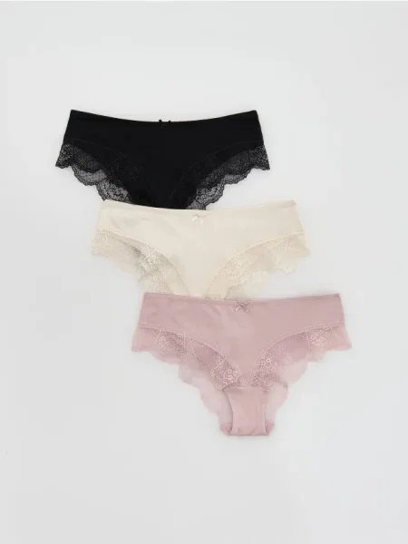 Reserved Set de 3 perechi de boxeri cu talie joasă nude