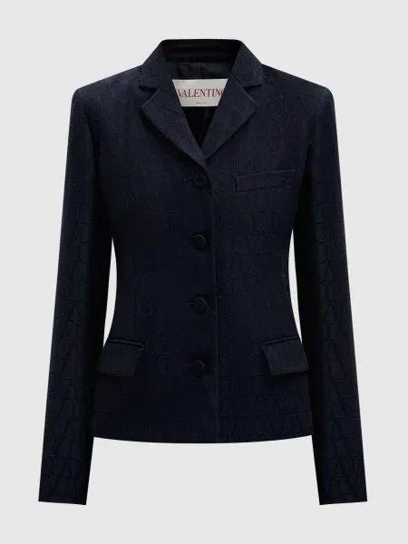 Жакет з вовни і шовку у візерунок Iconographe Valentino синій