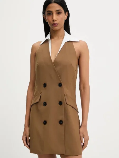 Answear Lab sukienka mini dopasowana brązowy