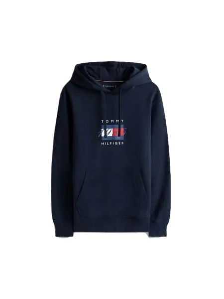 Geacă Tommy Hilfiger cu glugă albastru