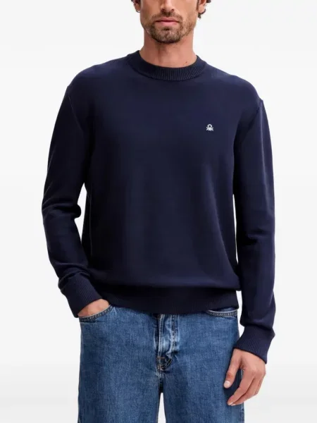 Hanorac Benetton cu broderie albastru