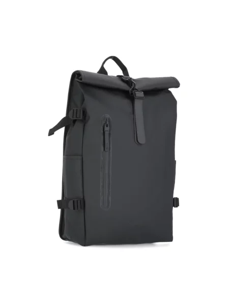 Rains Rolltop Rucksack Large W3 Black Unisex Plecaki i torby Rains Size: One size czarny