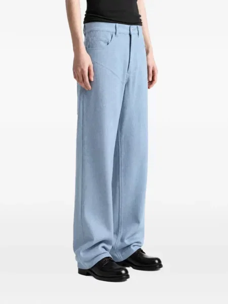 Pantaloni Auralee de mătase albastru