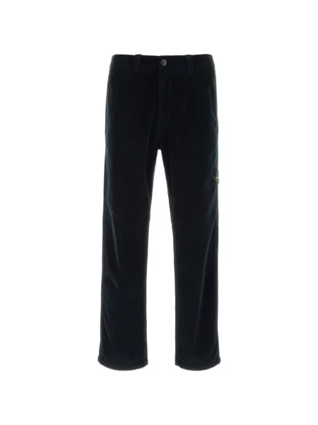 Pantaloni chino Stone Island de catifea cord cu strasuri albastru
