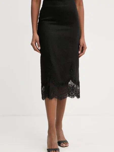 Twinset spódnica lniana czarna