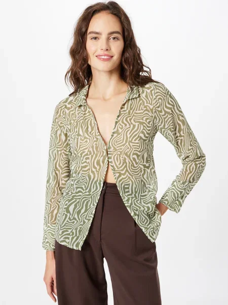 Abercrombie & Fitch Blúz khaki / piszkosfehér