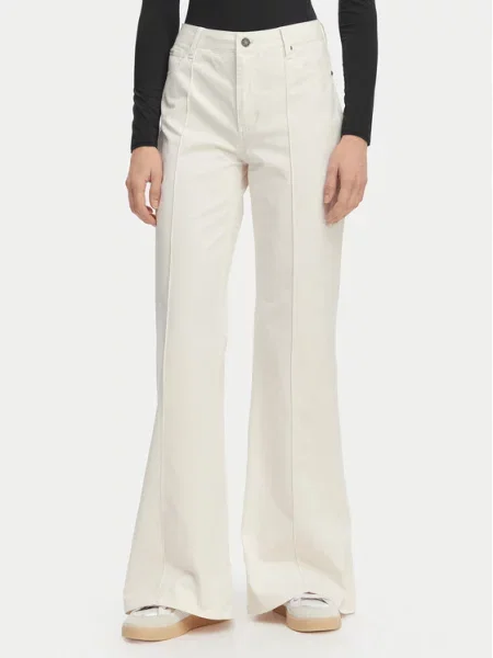 Guess Jeans Hlače iz tkanine Kremna