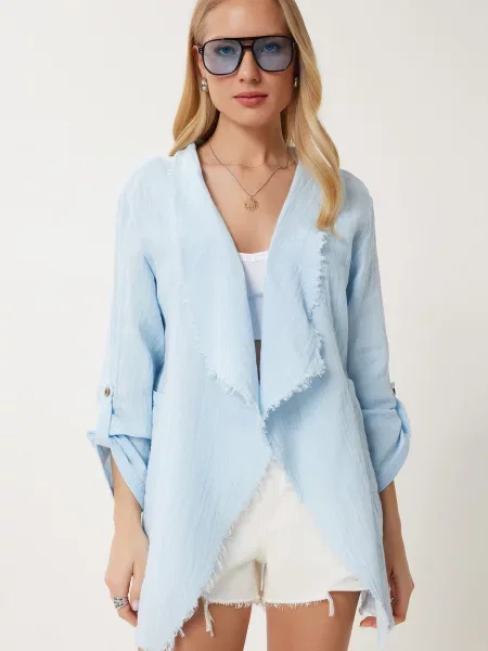 Happiness İstanbul Palton de vară deschis albastru