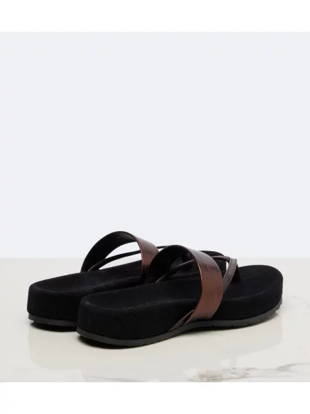 Chiloți tanga Dries Van Noten din piele maro
