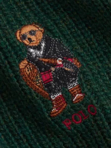 Шерстяной шарф Polo Ralph Lauren с аппликацией зеленый