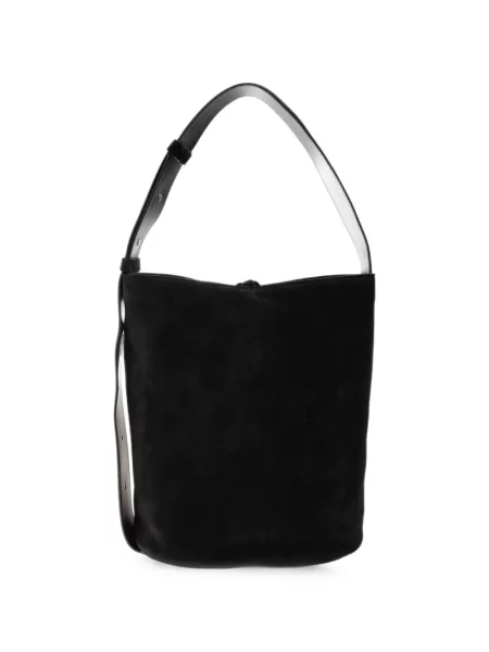 Geantă Lié Studio din piele de căprioară negru
