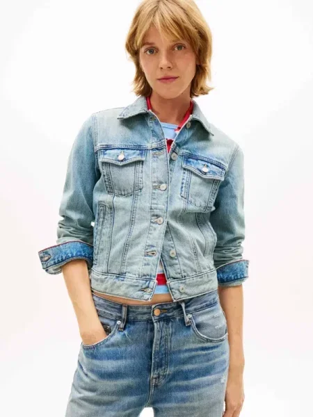 Tommy Jeans geacă de blugi de damă din denim albastru
