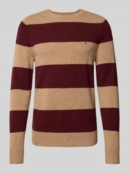 Sweter Tommy Hilfiger Lambswool Crew Neck Safari Canvas Heather/ Deep Burgundy Heather L bordowy