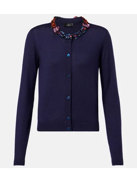 Cardigan Etro de mătase albastru