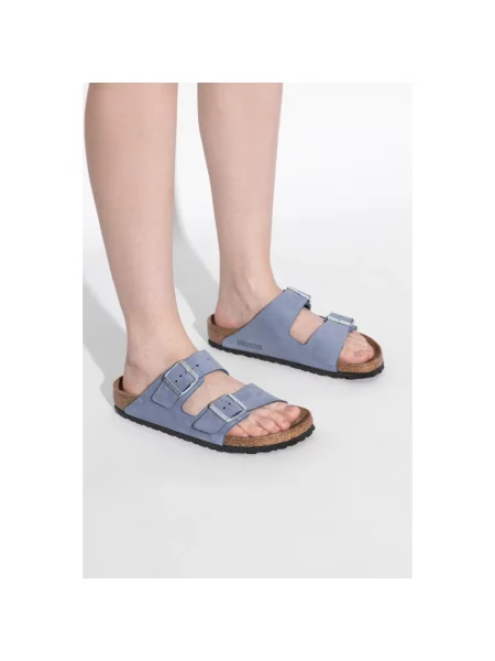 Klapki Birkenstock zamszowe niebieskie