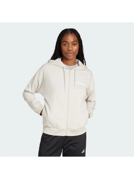 Bluza z kapturem Essentials Linear Full-Zip French Terry biała