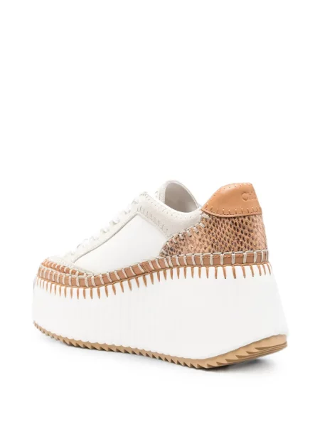 Sneakerși Chloé Nama cu platformă alb