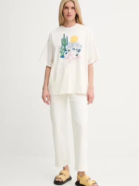 Levi's t-shirt GRAPHIC SHORT STACK TEE beżowy biała