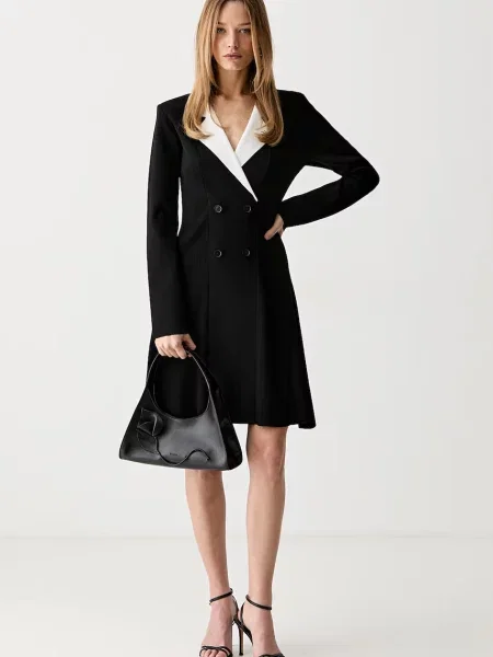 Karl Lagerfeld Rochie tricotat / alb negru