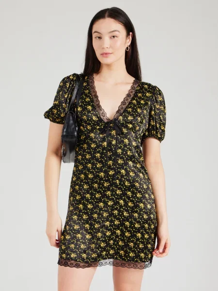 TOPSHOP Rochie galben / verde negru