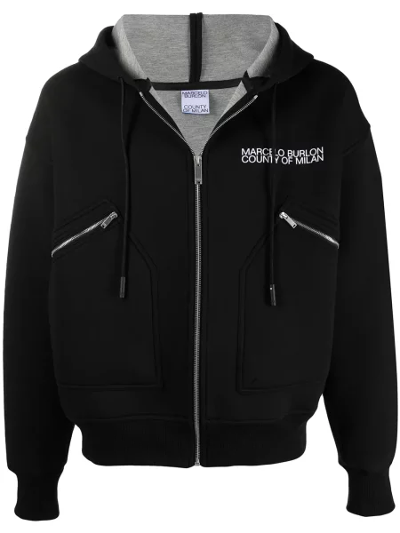 Geacă bomber Marcelo Burlon County Of Milan cu glugă cu autograf negru