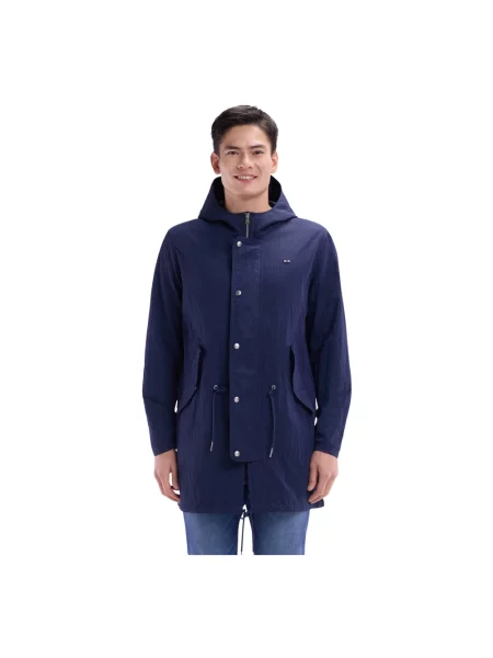 Parka Eden Park z kapturem niebieska