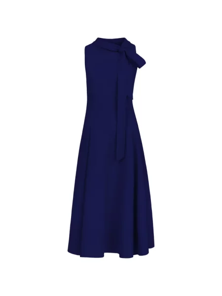 Rochie midi Oscar De La Renta cu funde fără mâneci evazată albastru