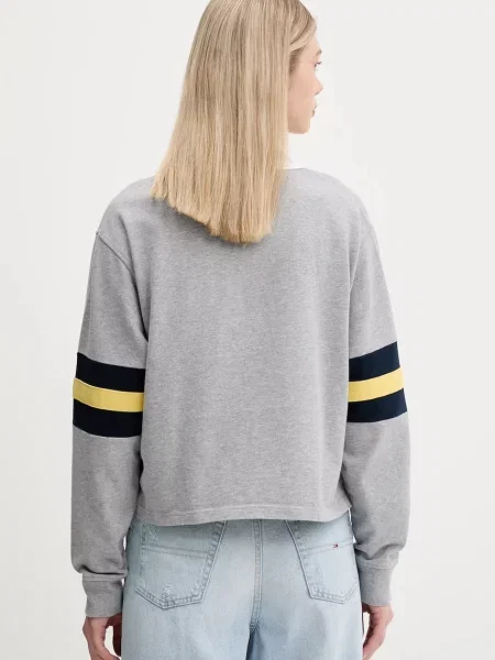 Dětská mikina Tommy Jeans s aplikací šedá