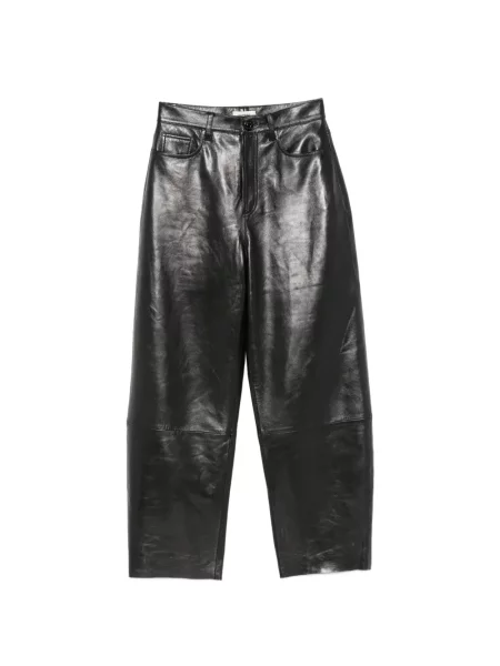 Pantaloni Sandro din piele negru