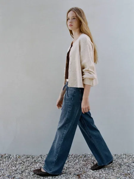 Jeansy straight ze sznurkiem średni Teen 32 MANGO TEEN niebieski