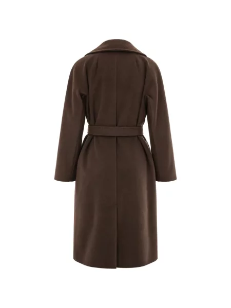 Cu centură palton Weekend Max Mara cu două rânduri de nasturi maro