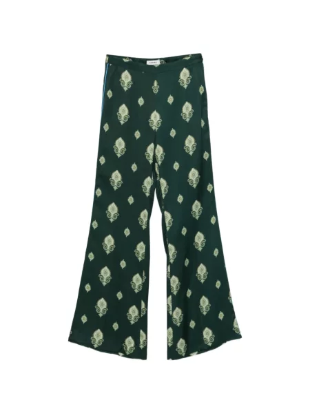 Pantaloni palazzo Sandro cu imagine cu model paisley verde