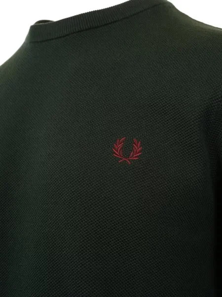 Pulover Fred Perry cu broderie cu decolteu rotund verde
