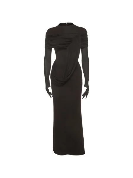 Rochie maxi Chats By C.dam din jerseu drapată negru