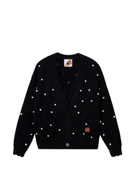 Golf cardigan Golf Le Fleur* cu perle cu decolteu în V negru
