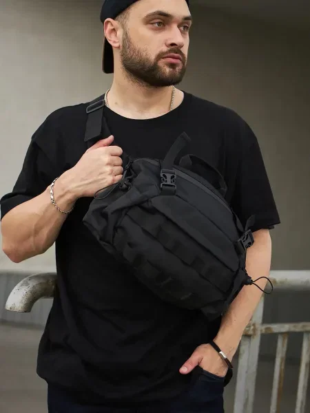 Кожаная поясная сумка Tobeyou черная