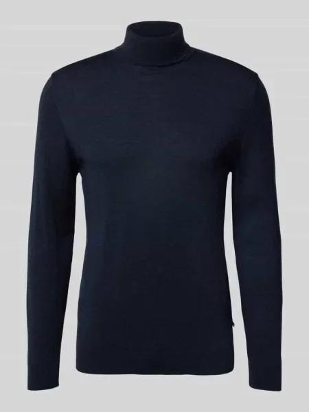 Sweter z golfem o kroju slim fit z czystej bawełny Matinique granatowy