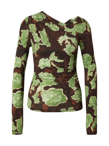 TOPSHOP Tričko AUDREY hnědá / čokoládová / kiwi / pastelově zelená