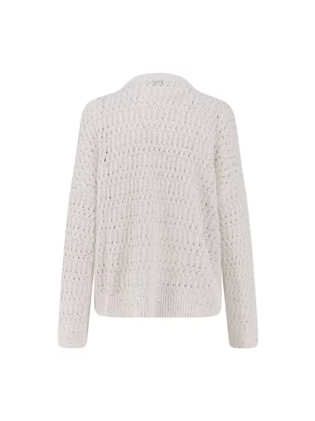 Dzianinowy sweter Brunello Cucinelli z cekinami biały