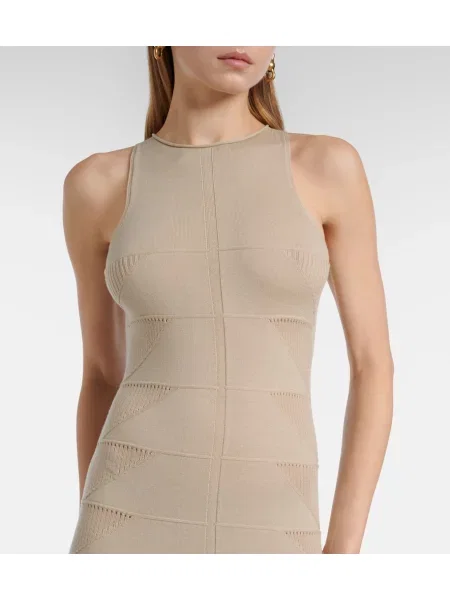 Rochie maxi Rick Owens de lână de costum bej