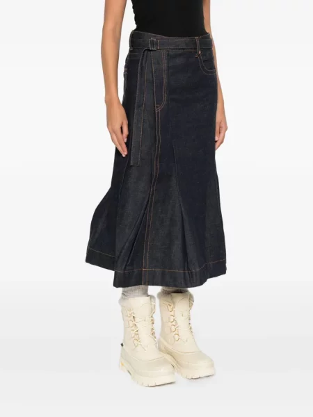 Fustă din denim Sacai plisată albastru