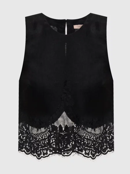 Топ з льону з мереживом Twinset чорний