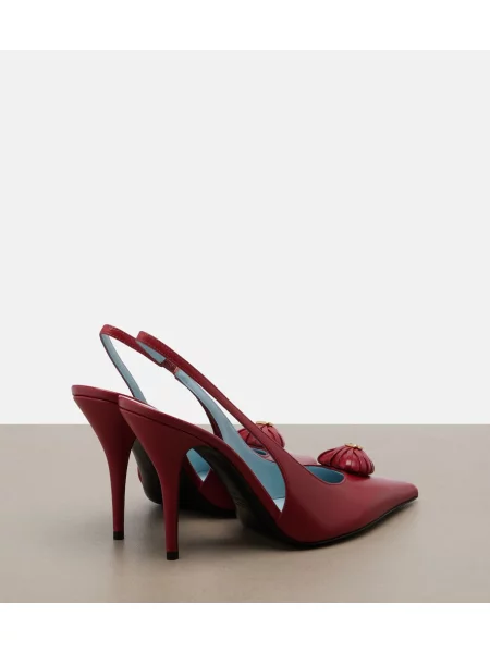 Pantofi cu toc Valentino Garavani din piele slingback roșu