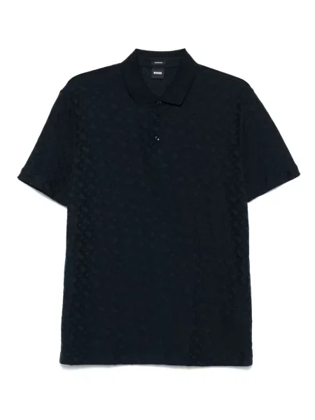 Polo Boss din jacard albastru